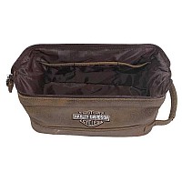 Harley Davidson Leather Toiletry Kit Brown One Size