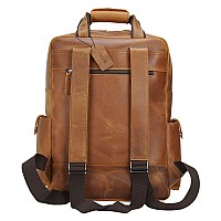 Polare Cowhide Leather 173 Laptop Backpack Daypack Large Capacity Rucksack Satchel