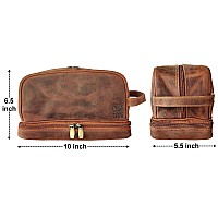 Genuine Leather Travel Cosmetic Bag Hygiene Organizer Dopp Kit By Rustic Town Brown