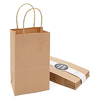 Juvale 12 Pack Small Gift Bags With Handles 53 X 3 X 85 Inch Bulk Kraft Paper Material Brown Bags For Party Favors Goodies