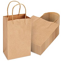 Juvale 24Pack Small Gift Bags With Handles 53X3X85 Inch Bulk Kraft Paper Material Brown Bags Use For Birthday Party Favors