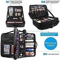 MONSTINA Large Capacity Makeup Case 3 Layers Cosmetic Organizer Brush Bag Makeup Train Case Makeup Artist Box for Hair Curler Hair Straightener Brush Set and Cosmetics