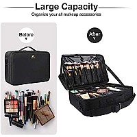 MONSTINA Large Capacity Makeup Case 3 Layers Cosmetic Organizer Brush Bag Makeup Train Case Makeup Artist Box for Hair Curler Hair Straightener Brush Set and Cosmetics