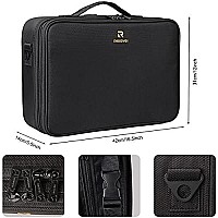 MONSTINA Large Capacity Makeup Case 3 Layers Cosmetic Organizer Brush Bag Makeup Train Case Makeup Artist Box for Hair Curler Hair Straightener Brush Set and Cosmetics