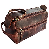 Rustic Town Leather Toiletry Bag For Men Hygiene Organizer Travel Dopp Kit Walnut Brown