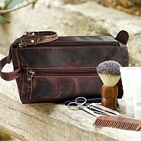 Rustic Town Leather Toiletry Bag For Men Hygiene Organizer Travel Dopp Kit Walnut Brown