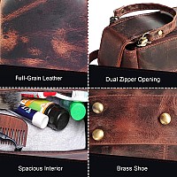 Rustic Town Leather Toiletry Bag For Men Hygiene Organizer Travel Dopp Kit Walnut Brown