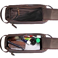 Rustic Town Leather Toiletry Bag For Men Hygiene Organizer Travel Dopp Kit Walnut Brown