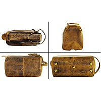 Rustic Town Buffalo Leather Toiletry Bag Vintage Travel Shaving Dopp Kit For Toiletries Cosmetics More Spacious Inter