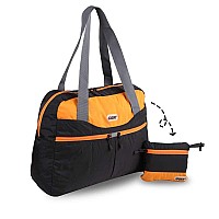 Gox Large Foldable Travel Duffel Bag Packable Tote Bag Carry On Luggage Weekender Overnight Bag Lightweight Blackorange