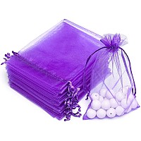 Akstore 100Pcs 4X6 10X15Cm Drawstring Organza Jewelry Favor Pouches Wedding Party Festival Gift Bags Candy Bags Purple