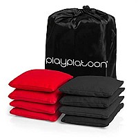 Play Platoon Premium Weather Resistant Duck Cloth Cornhole Bags Set Of 8 Bean Bags For Corn Hole Game 4 Red 4 Black