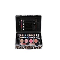 Cameo Carry All Trunk Train Case with Makeup and Reusable Aluminum Case Leopard