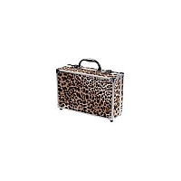 Cameo Carry All Trunk Train Case with Makeup and Reusable Aluminum Case Leopard