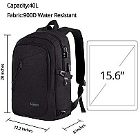 Mancro Business Travel Laptop Backpack Anti Theft Slim Laptop Bookbag With Usb Charging Port For Men And Women Water Resistant