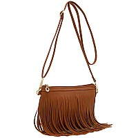 Fashionpuzzle Small Fringe Crossbody Bag With Wrist Strap Tan