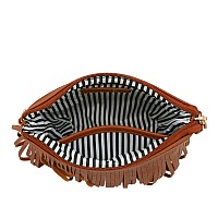 Fashionpuzzle Small Fringe Crossbody Bag With Wrist Strap Tan