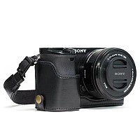 Megagear Mg960 Sony Alpha A6300 A6000 Ever Ready Leather Camera Half Case And Strap With Battery Access Black