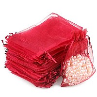 G2Plus Organza Gift Bags With Drawstring 5X 7 100 Pcs Organza Jewelry Bags Sheer Drawstring Gift Pouches For Christmas Weddi