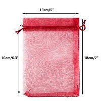 G2Plus Organza Gift Bags With Drawstring 5X 7 100 Pcs Organza Jewelry Bags Sheer Drawstring Gift Pouches For Christmas Weddi