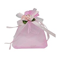 Ankirol 50Pcs Sheer Organza Favor Bags For Wedding 38X48 Gift Bags Samples Display Drawstring Rose Pouches Pink