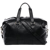 Sid Vain Travel Bag Holdall Yale Large Duffel Bag Real Leather Weekender Duffle Carry On Leather Bag Unisex Black