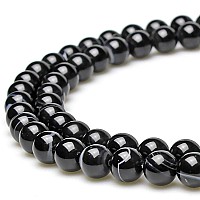 Mjdcb Natural Black Striped Agate Round Loose Beads For Jewelry Making Diy Bracelet Necklace 10Mm