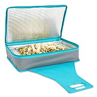 Juvale Insulated Thermal Casserole Carrier Warmer Container To Keep Food Hot For Transport Picnics Teal And Gray 16X10X4 In