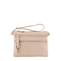 Fashionpuzzle Multi Zipper Pocket Small Wristlet Crossbody Bag Nude