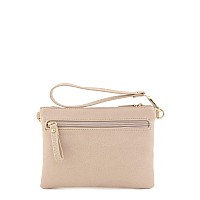 Fashionpuzzle Multi Zipper Pocket Small Wristlet Crossbody Bag Nude