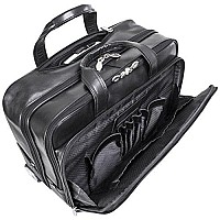 Mcklein L Series Bowery Top Grain Cowhide Leather 15 Leather Wheeled Laptop Briefcase Black 87855