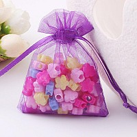 Wudygirl 100Pcs Sheer Organza Bag 4X6 With Drawstring Jewelry Pouches Bags For Party Wedding Favor Candy Seashell Gift Bags Pur