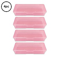 Beauticom Personal Box Storage Case for Professional Manicurist Nails Pedicure (Large Size) (4 Pieces, PINK)