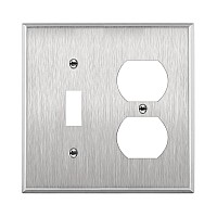 Enerlites Combination Toggle Light Switch Or Duplex Receptacle Outlet Metal Wall Plate Corrosive Resistant Size 2Gang 450 X 4