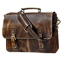 Rustic Town 16 Leather Laptop Messenger Bag For Men Full Grain Leather Briefcase Computer Satchel Office Crossbody Bag