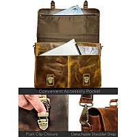 Rustic Town 16 Leather Laptop Messenger Bag For Men Full Grain Leather Briefcase Computer Satchel Office Crossbody Bag