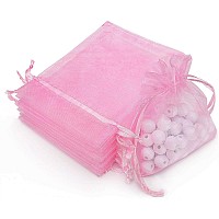 Akstore 100Pcs 28X367X9Cm Sheer Drawstring Organza Jewelry Pouches Wedding Party Christmas Favor Gift Bags Pink