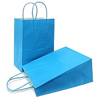 Azowa Gift Bags Light Blue Kraft Paper Bags With Handles 75 X 39 X 98 In 12 Ct