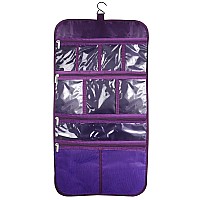 Freegrace Premium Hanging Toiletry Travel Bag - Cosmetic, Jewelry, Toiletry & Accessory Storage Organizer Bag, Large Size, Various Compartments (Purple)