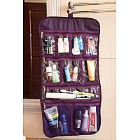 Freegrace Premium Hanging Toiletry Travel Bag - Cosmetic, Jewelry, Toiletry & Accessory Storage Organizer Bag, Large Size, Various Compartments (Purple)