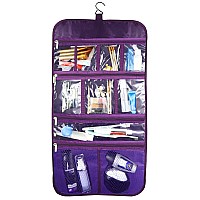 Freegrace Premium Hanging Toiletry Travel Bag - Cosmetic, Jewelry, Toiletry & Accessory Storage Organizer Bag, Large Size, Various Compartments (Purple)