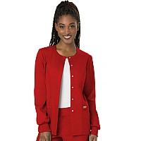 Snap Front Scrub Jackets For Women Workwear Revolution Soft Stretch Ww310 S Red