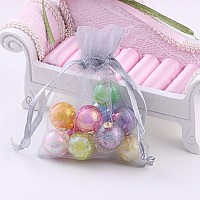 Wuligirl 100Pcs Sheer Organza Bag 4X6 With Drawstring Jewelry Pouches Bags For Party Wedding Favor Candy Seashell Gift Bags Gre