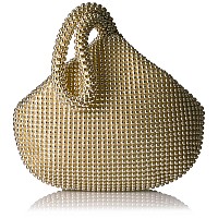 Jessica Mcclintock Womens Staci Mesh Wristlet Pouch Evening Handbag Light Gold One Size Us