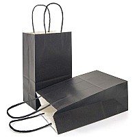 Azowa Gift Bags Black Kraft Paper Bags With Handles 5 X 31 X 82 In Black 25 Ct