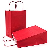 Azowa Gift Bags Red Kraft Paper Bags With Handles Party Supplies Set Of 25