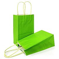 Azowa Gift Bags Light Green Kraft Paper Bags With Handles 5 X 31 X 82 In Green 25 Pcs