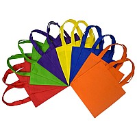 Kids Gift Bags 12 Pack 10X10 Inch Large Fabric Git Bags With Handles Multi Color Cloth Fabric Reusable Totes Bulk Neon Party