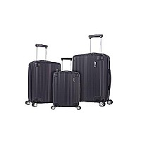 Rockland Berlin Hardside Expandable Spinner Wheel Luggage, Black, 3-Piece Set (202428)