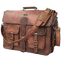 Cuero Dhk 18 Inch Vintage Handmade Leather Travel Messenger Office Crossbody Bag Laptop Briefcase Computer College Satchel Bag F